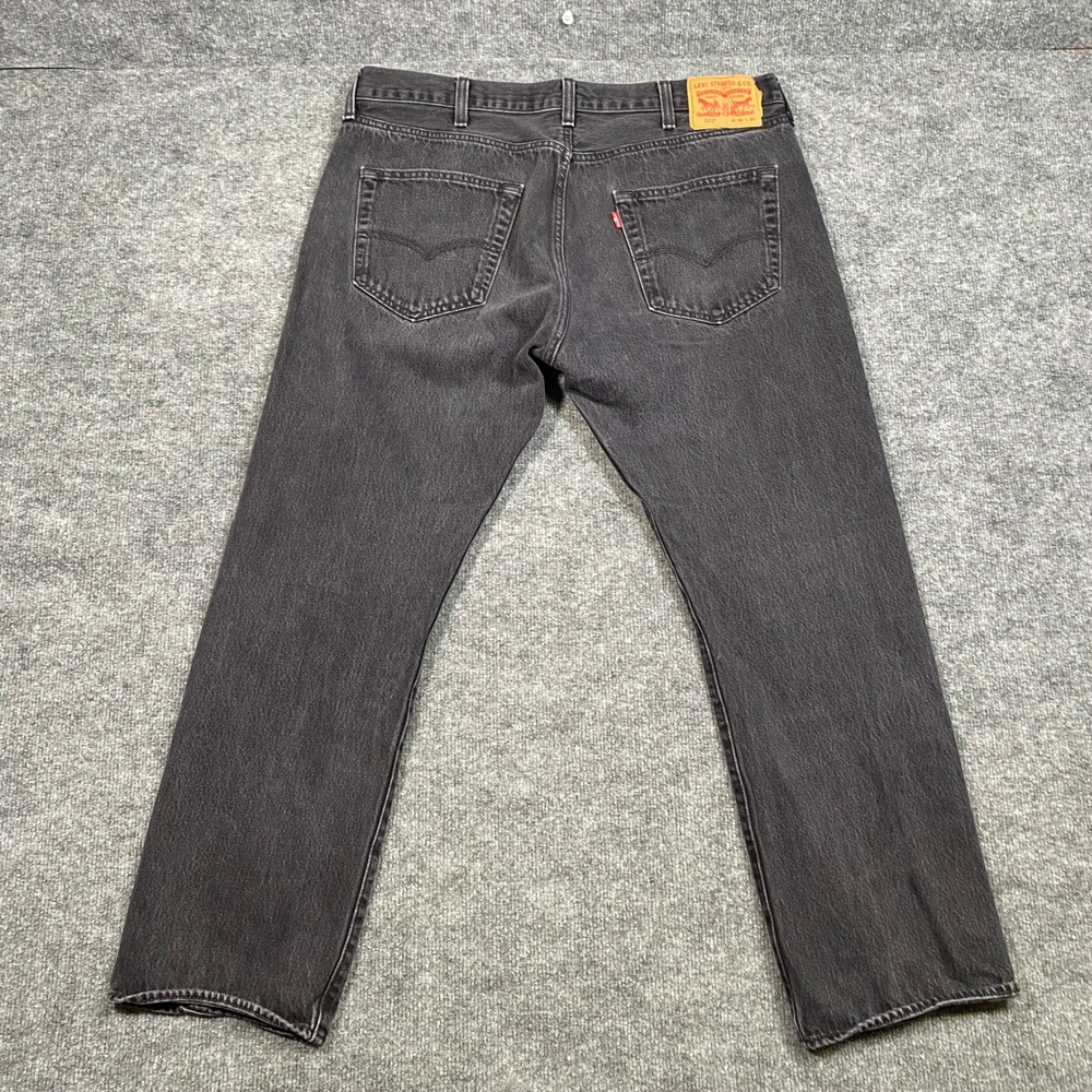 Levis 501 Mens Jeans 38x30 Faded Black Button Fly Original Straight Leg 501-0660